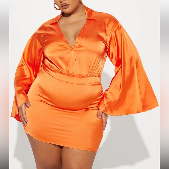 Orange Gem Tassel Satin Mini Dress